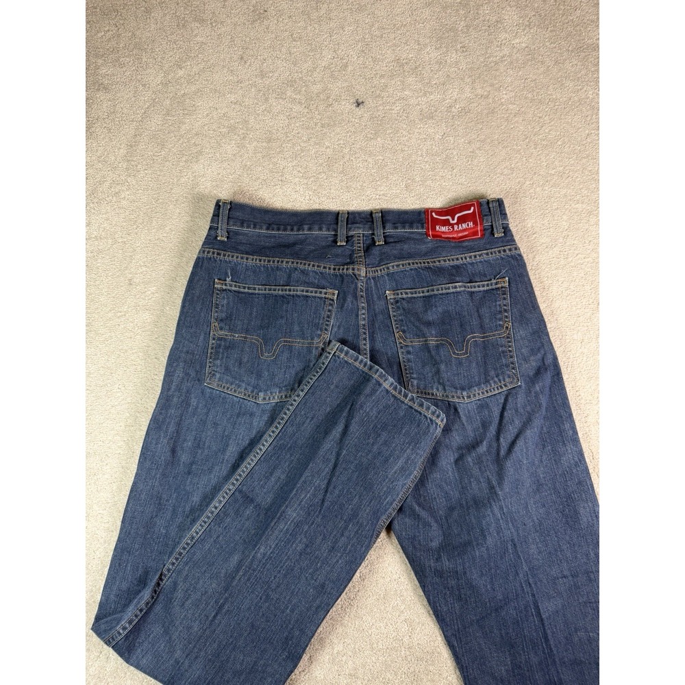 Kimes Ranch Cal Jeans Mens 36x34 Blue Denim Straight Fit Western Made in USA **